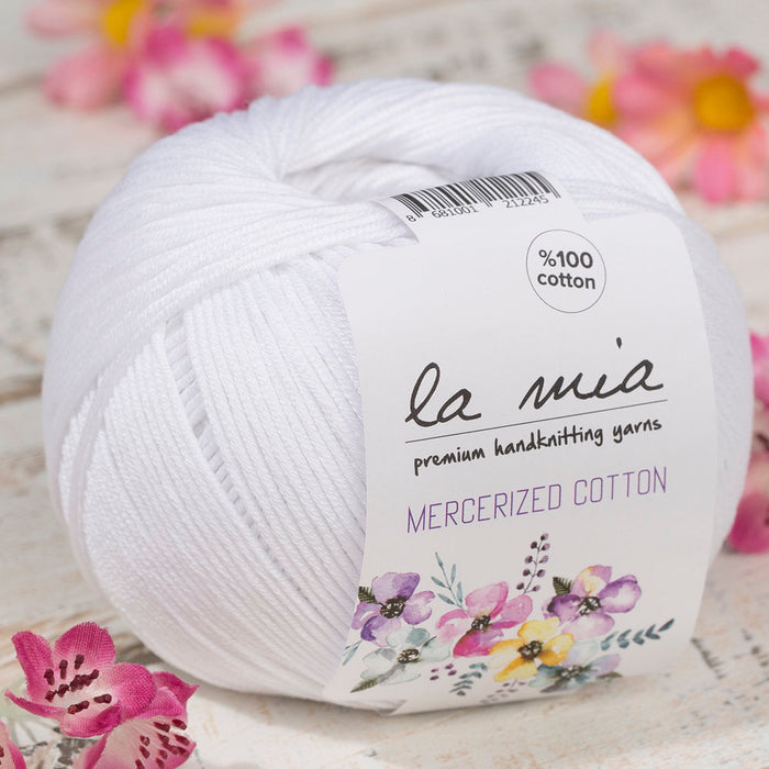 La Mia Mercerized Cotton Yarn, White - 2