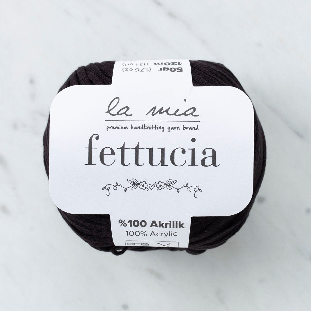 La Mia Fettucia Yarn, Black - L006