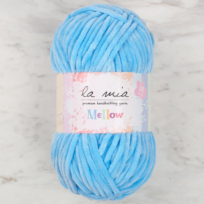La Mia Mellow Chenille Yarn, Baby Blue - 907
